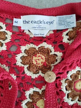 Vintage Hand Knit The Eagle's Eye Flower Sweater Medium